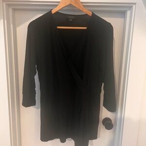 J. Jill Black Long Sleeve Wrap Top